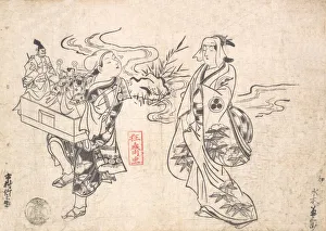 Okumura Prints: Mizuki Kikusaburo as a Woman Standing near a Small Stream and Looking at a Wander