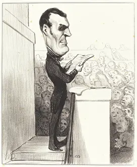 Speech Prints: M.L.P.F. Esquirou de Parieu, 1850. Creator: Honore Daumier