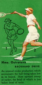 Instructions Prints: Mme. Outratova - Backhand Drive, c1935. Creator: Unknown