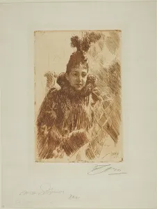 Zorn Anders Prints: Mme Salomon, 1891. Creator: Anders Leonard Zorn