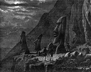 Chile Prints: Moai, Easter Island, 19th century. Artist: A de Bar