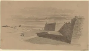 Patrolling Prints: Moat at Fort Marion, Florida, c. 1874. Creator: James Wells Champney