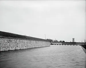 Main Entrance Prints: The Moat and main entrance, Fort Monroe, Va. between 1900 and 1910. Creator: Unknown