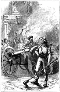 Mob firing cannon before the courthouse where Alexander McLeod was imprisoned, 1840 (c1880) Mob firing cannon before the courthouse where Alexander McLeod was imprisoned, 1840 (c1880)