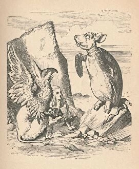 Alice Gallery: The Mock Turtle, The Gryphon and Alice, 1889. Artist: John Tenniel