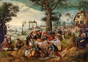 Prankster Gallery: The Mocking of Human Follies. Artist: Verbeeck, Frans (c. 1510-1570)