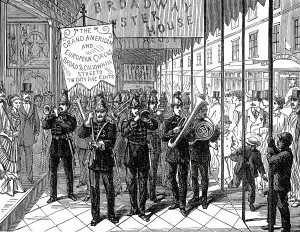 Tuba Player Prints: Mode of Advertising in Philadelphia, 1876. Creator: Unknown