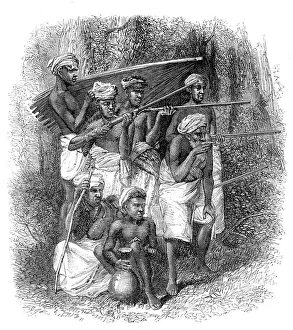 Sri Lankan Prints: Mode of capturing wild elephants in Ceylon: the alarm, 1864. Creator: Unknown