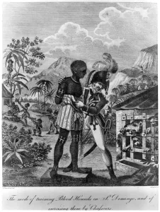 Caged Prints: The Mode of training Blood Hounds in St Domingo and of exercising them by Chasseurs