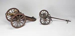 Foot Artillery Prints: Model Artillery Cannon with Field Carriage, France, second half of 17th century