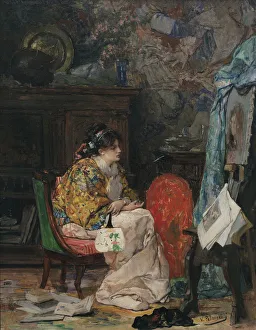Japonaiserie Prints: A model in the artists studio. Artist: Palmaroli y Gonzalez, Vicente (1834-1896)