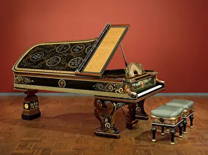Clark Art Institute Prints: Model D Pianoforte And Stools, 1884-87. Creator: Sir Lawrence Alma-Tadema