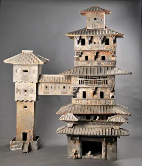Chinese Master Prints: Model of a Multistory House, 25-220. Creator: Chinese Master