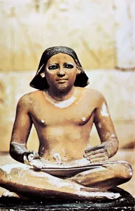 5th Dynasty Prints: Model of a seated scribe, Ancient Egyptian, 5th Dynasty, 2498-2345 BC