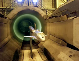 Simulation Prints: A model of the Space Shuttle Orbiter in the 16-Foot Transonic Tunnel, USA, ca. 1978