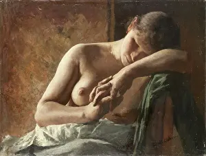 1890 Prints: Model study of a sleeping girl, c1890. Creator: Wilhelm Altheim