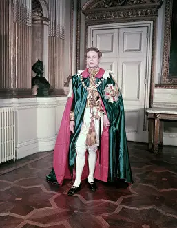 Satin Prints: A model wearing the mantle and insignia of the Order of St Michael and St George