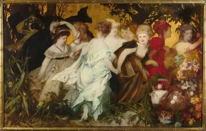 Makart Prints: Modern Amoretti, Triptych, left panel, 1868. Creator: Makart, Hans (1840-1884)