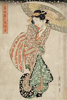 Adversity Prints: Modern Beauty in a Snowstorm, 19th century. Creator: Kikugawa Eizan
