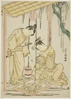 Modern parody of the well-curb episode from 'Tales of Ise', c. 1766 Modern parody of the well-curb episode from 'Tales of Ise', c. 1766