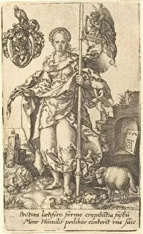 Lance Collection: Modesty, 1552. Creator: Heinrich Aldegrever