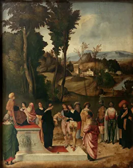 Giorgione 1476 1510 Prints: Moess Undergoes Trial by Fire, 1502-1505. Artist: Giorgione (1476-1510)