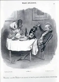 Moeurs Conjugales. Monsieur a sa bete, Madame son animal... 19th century. Creator: Honore Daumier
