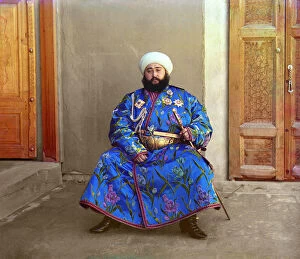 Robes Collection: Mohammed Alim Khan, the last Emir of Bukhara, 1911. Artist: Sergey Mikhaylovich Prokudin-Gorsky