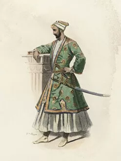 Mohammed Ibrahim, general of the King of Colconda, in the modern age, color engraving 1870