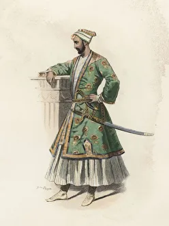 Mohammed Ibrahim, general of the King of Colconda, in the modern age, color engraving 1870 Mohammed Ibrahim, general of the King of Colconda, in the modern age, color engraving 1870