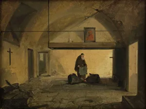 Vaulted Prints: Un moine dans une salle voûtée, 1828. Creator: Francois-Marius Granet