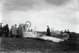 Wrecked Prints: Moissant aero. Wrecked, 1910. Creator: Bain News Service