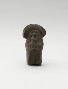 Mochica Prints: Mold-Made Blackware Pendant with Rounded Headdress, c. A. D. 100 / 600. Creator: Unknown