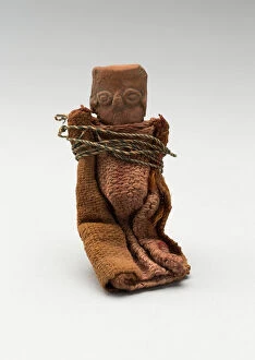 Mold-Made Female Figurine Wrapped in Cloth and Tied with String, c. A.D. 100/600