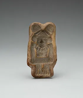 Mochica Prints: Mold for Male Figurine wearing Jewelry and Lobed Headdress, c. A. D. 100 / 600