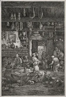 1822 1885 Prints: Moldavian Interior, 1856. Creator: Rodolphe Bresdin (French, 1822-1885)