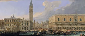 Campanile Collection: The Molo, Venice, from the Bacino di San Marco, ca. 1709. Creator: Luca Carlevarijs