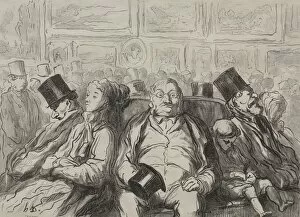 Honoredaumier French Gallery: Moment of Rest in the Salon Carre. Creator: Honore Daumier (French, 1808-1879)