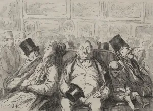Honoredaumier French Prints: Moment of Rest in the Salon Carre. Creator: Honore Daumier (French, 1808-1879)