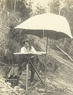 Vladimir Ivanovich Fedorov Prints: The moment of shooting with a mensula on a forest slope