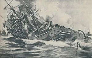 Clarence Winchester Prints: Last Moments of the Sinking Battleship HMS Victoria, 1893, 1937