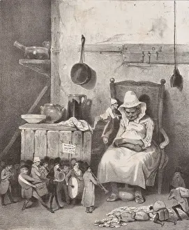 Imaginary Prints: Mon defunt me donne des numeros.. 1833. Creator: Honore Daumier