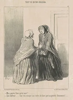 Old Women Prints: Mon pauvre azor qu'est mort!... 19th century. Creator: Honore Daumier
