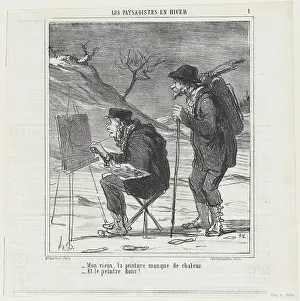 Cartoons Prints: Mon vieux, ta peinture manque de chaleur, 1864. Creator: Honore Daumier