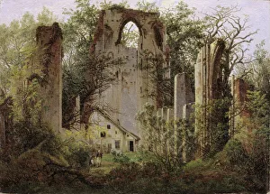 Rocky Landscape Prints: Monastery ruin Eldena near Greifswald, ca 1825. Creator: Friedrich