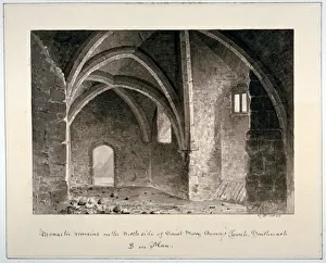 St Saviours Church Prints: Monastic remains on the north side of St Mary Overys church, Southwark, London, 1835