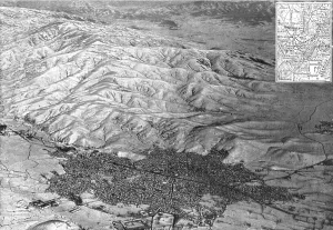 Military Campaign Prints: Monastir; du lac d'Ostrovo a Monastir: vue prise en areoplane de la premiere ville serbe