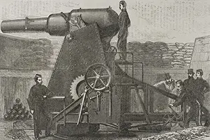 Invention Prints: Moncrieff 7-ton gun carriage, 1870. Creator: Unknown