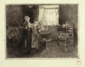 Bending Prints: Monday Morning, Holland, 1880-1890. Creator: Robert Frederick Blum