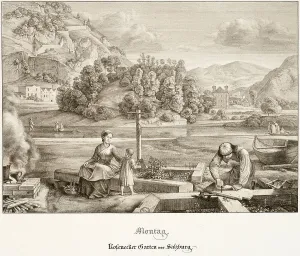 Tradesman Prints: Monday: Rosenecker Garden before Salzburg, 1823. Creator: Ferdinand Olivier